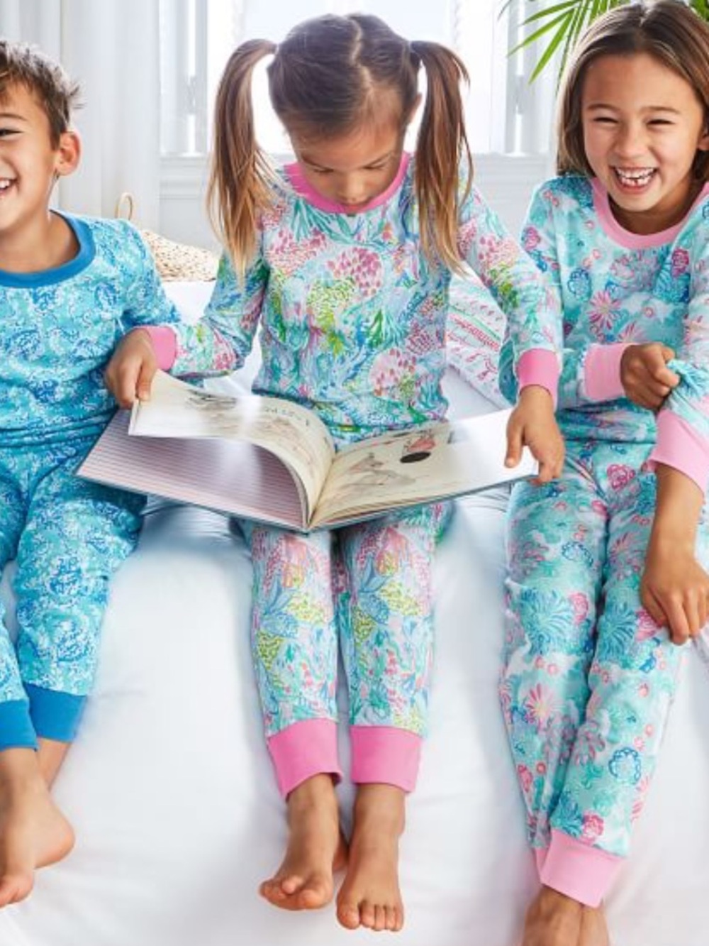 Pottery Barn Kids x Lilly Pulitzer Tropical Pajama Set with Pink Trim